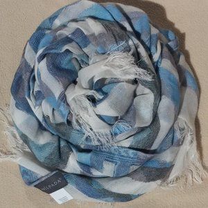 Silpada Avery Scarf F0009 Blue White Silver Gray Costal Stripes New In Bag